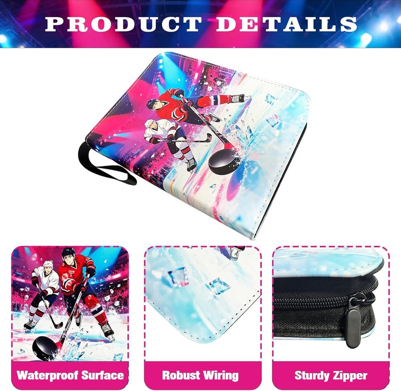 Rmannke Hockey Card Binder,Trading Card Binder 4 Pocket with 50 Removable Sleeves,Fits 400 Sport Cards,Trading Cards Holder Card Collectors Album - Image 3